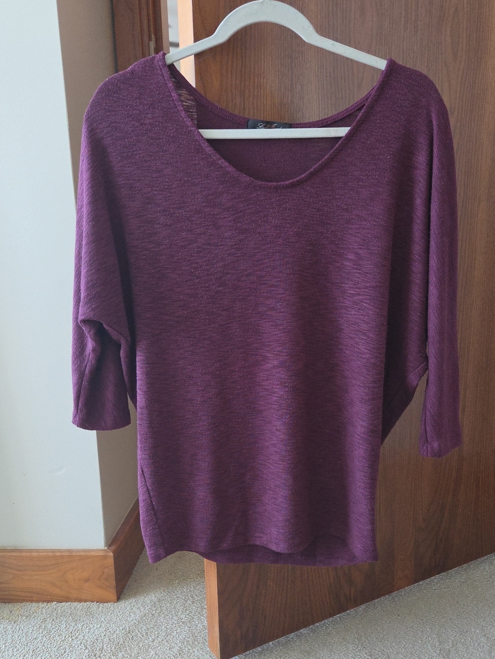 Laila Jayde Scoop Neck Long Sleeve Top - Plum X-Small